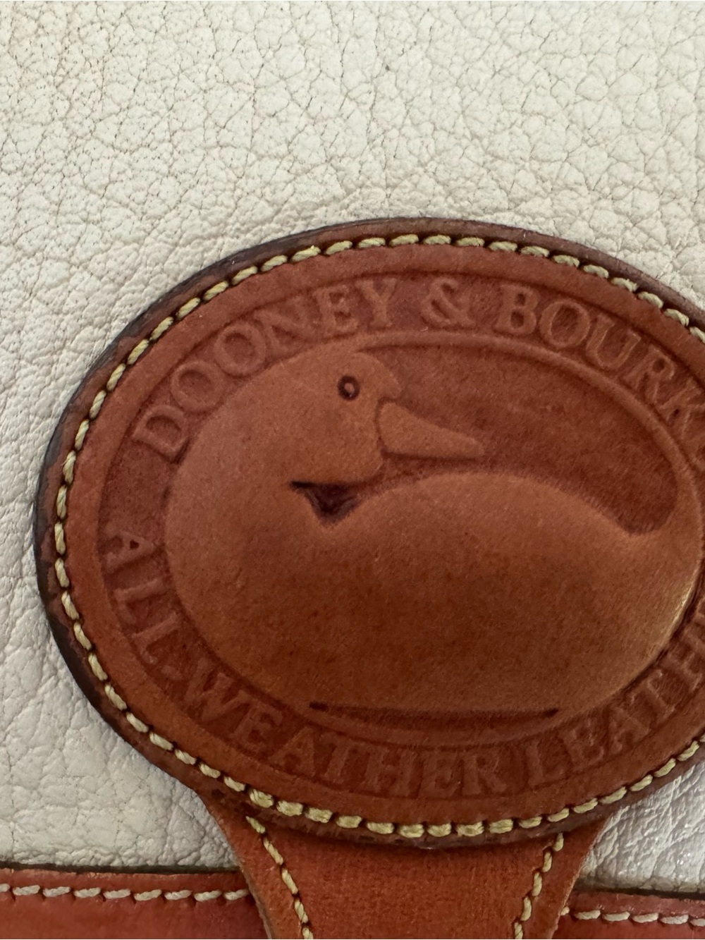 Dooney & Bourke Cream and Tan Pebbled Leather Crossbody - Picture 5 of 9